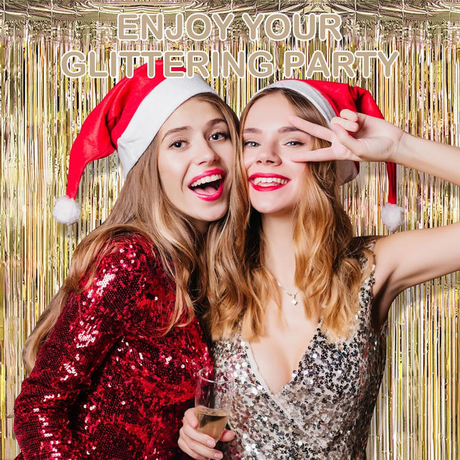 Perdea Franjurata, Model Decor Petrecere, pentru Fundal de Poze, Amenajare Colorata a Petrecerii, Dimensiune , Gold Sampanie