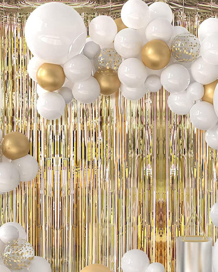 Perdea Franjurata, Model Decor Petrecere, pentru Fundal de Poze, Amenajare Colorata a Petrecerii, Dimensiune , Gold Sampanie