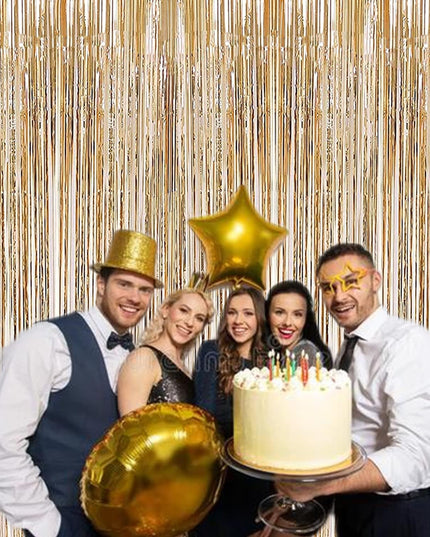 Perdea Franjurata, Model Decor Petrecere, pentru Fundal de Poze, Amenajare Colorata a Petrecerii, Dimensiune , Gold Sampanie