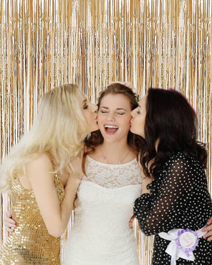 Perdea Franjurata, Model Decor Petrecere, pentru Fundal de Poze, Amenajare Colorata a Petrecerii, Dimensiune , Gold Sampanie