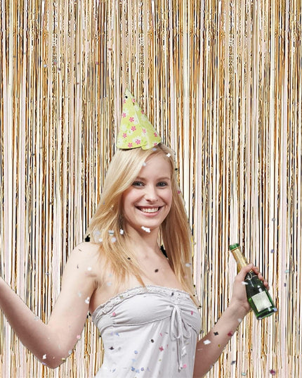 Perdea Franjurata, Model Decor Petrecere, pentru Fundal de Poze, Amenajare Colorata a Petrecerii, Dimensiune , Gold Sampanie