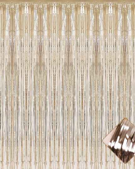 Perdea Franjurata, Model Decor Petrecere, pentru Fundal de Poze, Amenajare Colorata a Petrecerii, Dimensiune , Gold Sampanie