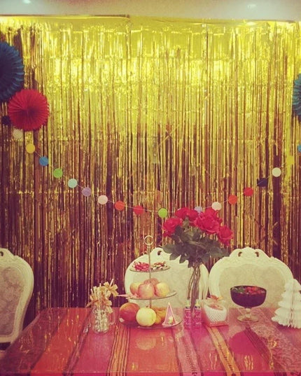 Perdea Franjurata, Model Decor Petrecere, pentru Fundal de Poze, Amenajare Colorata a Petrecerii, Dimensiune , Gold