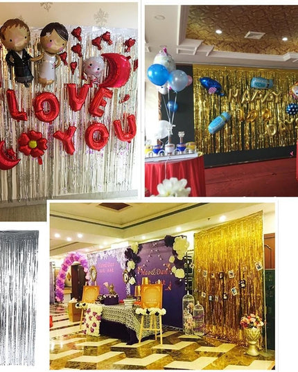 Perdea Franjurata, Model Decor Petrecere, pentru Fundal de Poze, Amenajare Colorata a Petrecerii, Dimensiune , Gold