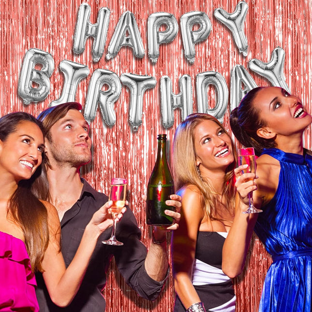 Perdea Franjurata, Model Decor Petrecere, pentru Fundal de Poze, Amenajare Colorata a Petrecerii, Dimensiune , Rose Gold