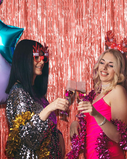 Perdea Franjurata, Model Decor Petrecere, pentru Fundal de Poze, Amenajare Colorata a Petrecerii, Dimensiune , Rose Gold