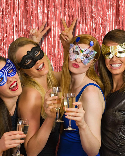 Perdea Franjurata, Model Decor Petrecere, pentru Fundal de Poze, Amenajare Colorata a Petrecerii, Dimensiune , Rose Gold