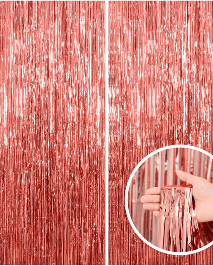 Perdea Franjurata, Model Decor Petrecere, pentru Fundal de Poze, Amenajare Colorata a Petrecerii, Dimensiune , Rose Gold