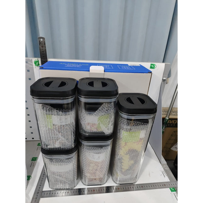 Cutii de Depozitare Alimente, din 10 Cutii de tip Container, Recipiente pentru Cereale in Bucatarie, Transparente cu Capac