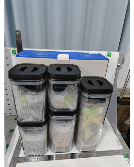 Cutii de Depozitare Alimente, din 10 Cutii de tip Container, Recipiente pentru Cereale in Bucatarie, Transparente cu Capac