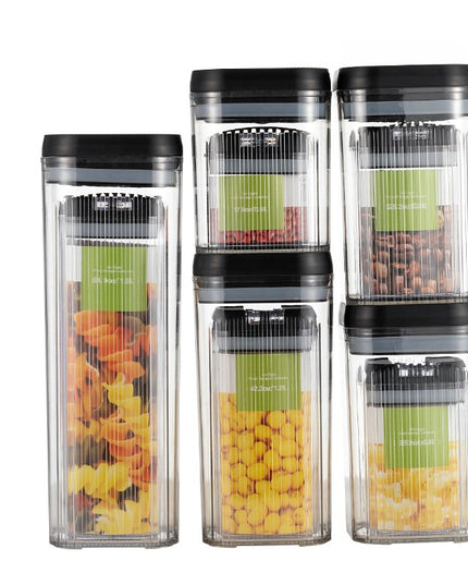 Cutii de Depozitare Alimente, din 10 Cutii de tip Container, Recipiente pentru Cereale in Bucatarie, Transparente cu Capac