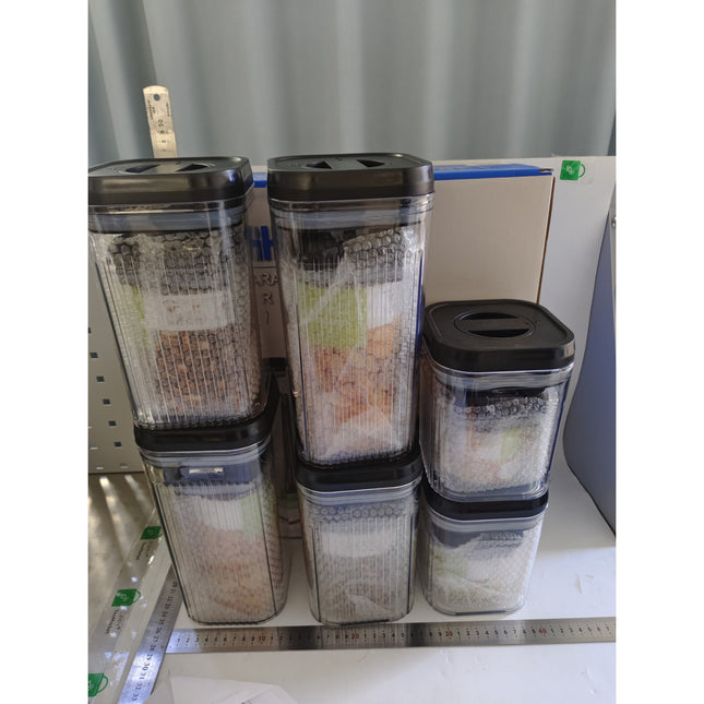 Cutii de Depozitare Alimente, din 12 Cutii de tip Container, Recipiente pentru Cereale in Bucatarie, Transparente cu Capac
