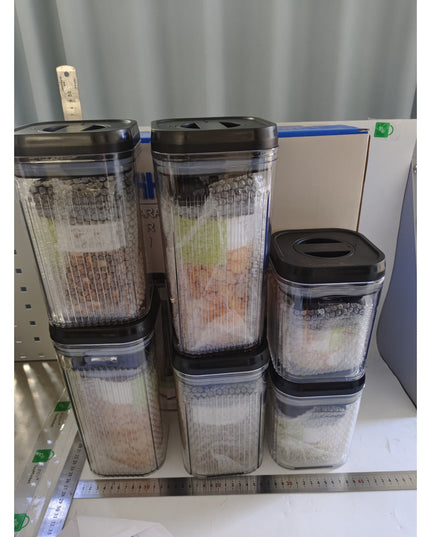 Cutii de Depozitare Alimente, din 12 Cutii de tip Container, Recipiente pentru Cereale in Bucatarie, Transparente cu Capac