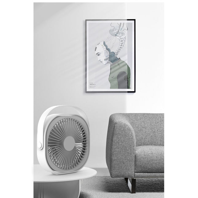 Mini ventilator pentru birou cu usb, rotire 360 grade, 3 viteze, 1500 mA