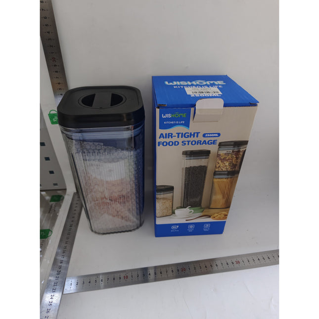 Cutii de Depozitare Alimente, din 2 Cutii de Tip Container de 1.2 si 2.5 l, Recipiente pentru Cereale in Bucatarie, Transparente cu Capac
