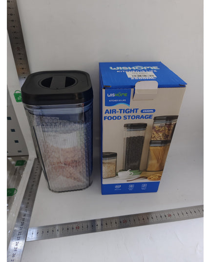 Cutii de Depozitare Alimente, din 2 Cutii de Tip Container de 1.2 si 2.5 l, Recipiente pentru Cereale in Bucatarie, Transparente cu Capac