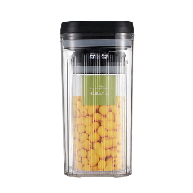 Cutii de Depozitare Alimente, din 2 Cutii de Tip Container de 1.2 si 2.5 l, Recipiente pentru Cereale in Bucatarie, Transparente cu Capac