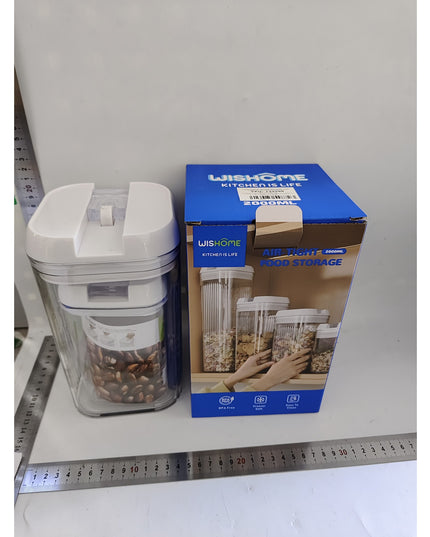 Cutii de Depozitare Alimente, din 2 Cutii de tip Container, Recipiente pentru Cereale in Bucatarie, 1.2 L- , 2.5 L- , Transparente cu Capac