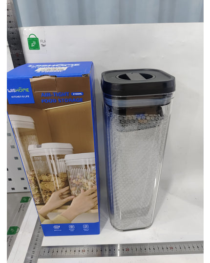 Cutii de Depozitare Alimente, din 2 Cutii de Tip Container de 1.9 si 3.7 l, Recipiente pentru Cereale in Bucatarie, Transparente cu Capac