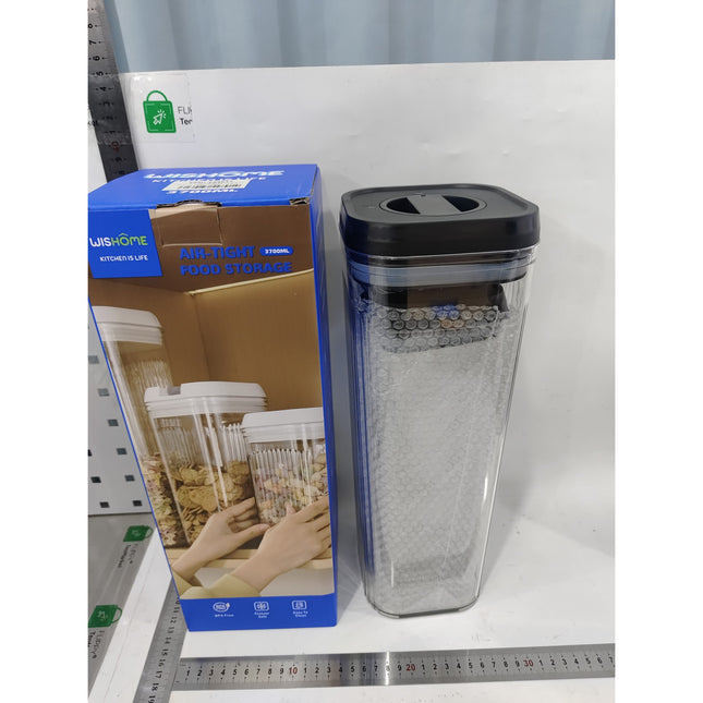 Cutii de Depozitare Alimente, din 2 Cutii de Tip Container de 1.9 si 3.7 l, Recipiente pentru Cereale in Bucatarie, Transparente cu Capac