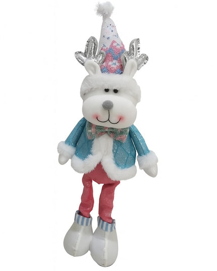 Figurina de Craciun Ren cu Palarie, Figurina Decorativa Ren de Craciun pentru Sarbatorile de Iarna