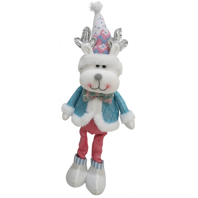 Figurina de Craciun Ren cu Palarie, Figurina Decorativa Ren de Craciun pentru Sarbatorile de Iarna