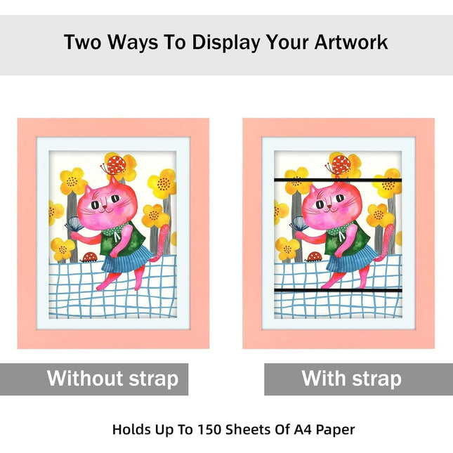 Rama Foto cu Magnet, din Lemn, cu Spatiu Pentru Depozitare, Pentru Desene si Picturi A4, Sticla Securizata, Rama MDF