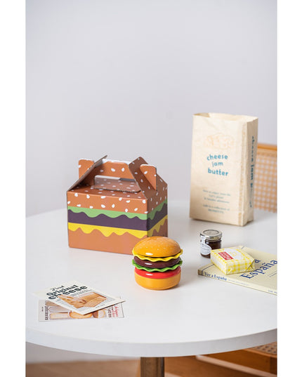 Set Farfurii Ceramice sub Forma de Burger, din Ceramica, pentru Sosuri si Gustari, Mini Farfurii Stivuibile