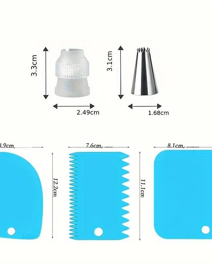 de 216 Piese de Copt pentru Prajituri, 3 Tavi de Copt, Nivelator, Forme Cupcake, Pos pentru Ornat cu 7 Capete, Feliator Tort, din Otel Inoxidabil