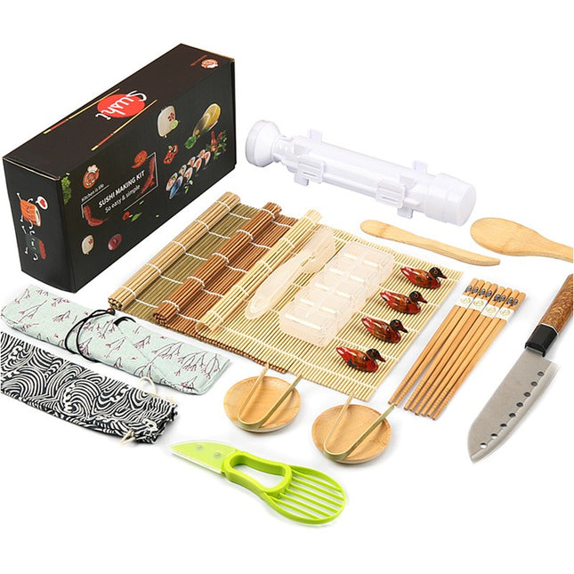 Ustensile pentru Sushi, din 24 Accesorii pentru Sushi, pentru Sushi HOME MADE, Cutit Inclus, Forme, Betisoare