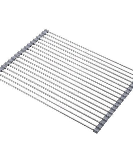 Covoras de Scurgere pentru Chiuveta Bucatarie, din Otel Inoxidabil, Suport Chiuveta, Pliabil, Antiderapant, Usor de Curatat si de Depozitat,15 Tuburi