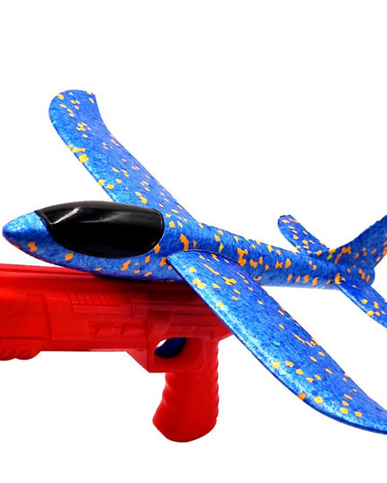 Pistol cu Lansator de Avion, din Polistiren+Plastic, +3 Ani, Avion 38 cm, Lansare 10 m, /