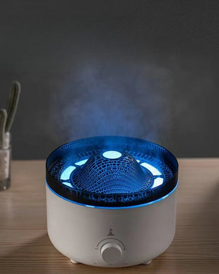 Umidificator de tip vulcan, cu aromaterapie, cu telecomanda, 560 ml, model V21A