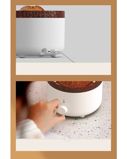 Umidificator de tip vulcan, cu aromaterapie, cu telecomanda, 560 ml, model V21A