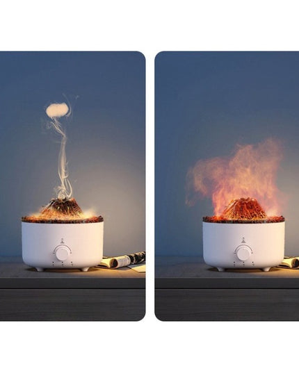 Umidificator de tip vulcan, cu aromaterapie, cu telecomanda, 560 ml, model V21B