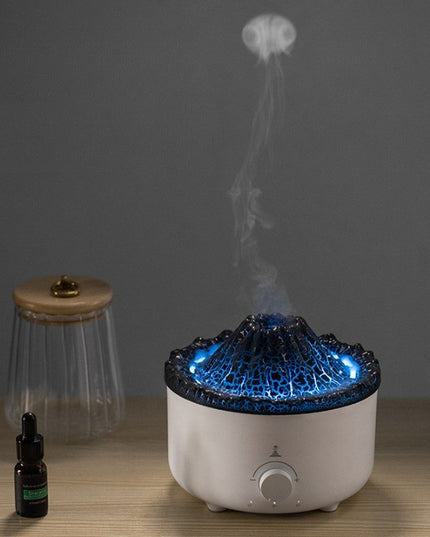 Umidificator de tip vulcan, cu aromaterapie, cu telecomanda, 560 ml, model V21B