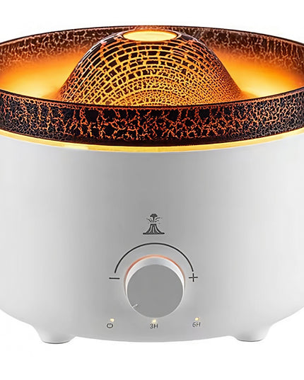 Umidificator de tip vulcan, cu aromaterapie, cu telecomanda, 560 ml, model V21A
