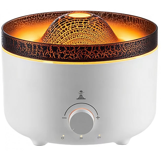 Umidificator de tip vulcan, cu aromaterapie, cu telecomanda, 560 ml, model V21A