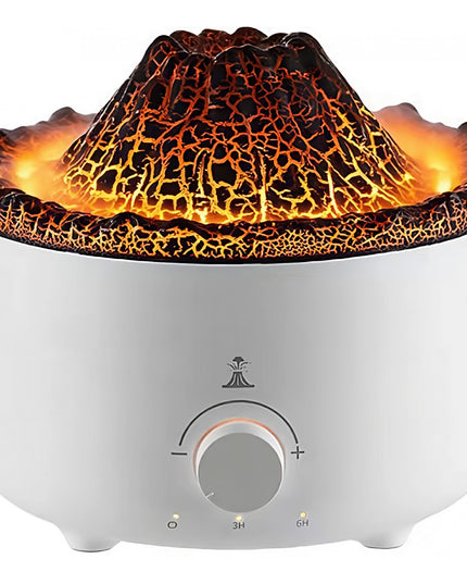 Umidificator de tip vulcan, cu aromaterapie, cu telecomanda, 560 ml, model V21B