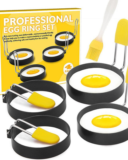 4 forme rotunde pentru ou din otel, strat antiaderent, diametru , cu maner din ABS