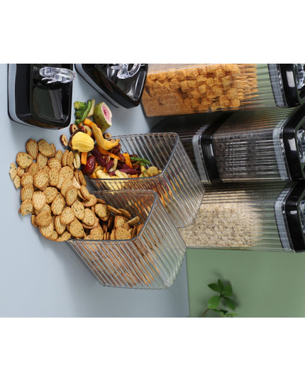 5 Recipiente din Plastic, pentru Alimente/Obiecte, Inchidere Ermetica, Textura Ondulata, .5l, l