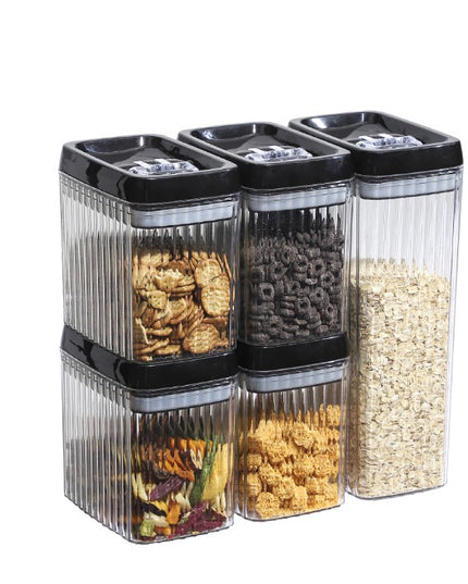 5 Recipiente din Plastic, pentru Alimente/Obiecte, Inchidere Ermetica, Textura Ondulata, .5l, l