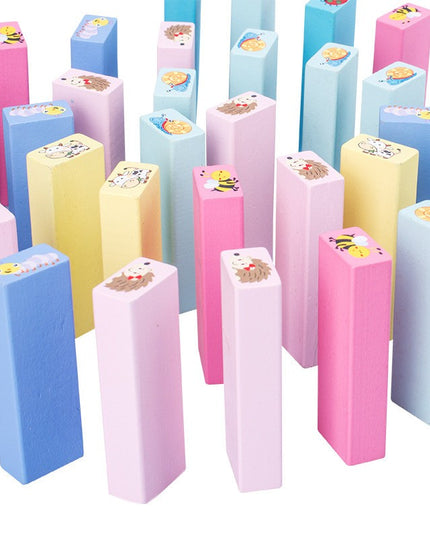 Joc de Societate, pentru Copii, din Lemn, Interactiv, Distractiv, Jenga Stack High Blocks, cu Zar, 51 de Piese Animate, 24.5x18x5 cm