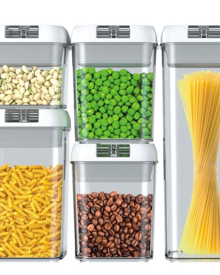 Cutii de Depozitare Alimente, din 5 Cutii pentru Condimente, Volumetrie 0.5l, 0.8l, 1.2l, 1.9l, Transparente cu Capac