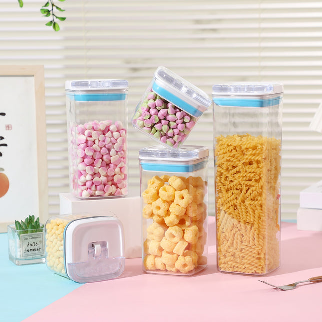 Cutii de Depozitare Alimente, din 5 Cutii de tip Container, l, l, l, l, Recipiente pentru Cereale in Bucatarie, Transparente cu Capac