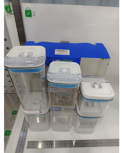 Cutii de Depozitare Alimente, din 5 Cutii de tip Container, l, l, l, l, Recipiente pentru Cereale in Bucatarie, Transparente cu Capac