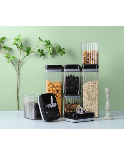 6 Recipiente din Plastic, pentru Alimente/Obiecte, Inchidere Ermetica, Textura Ondulata, .5l, .3l