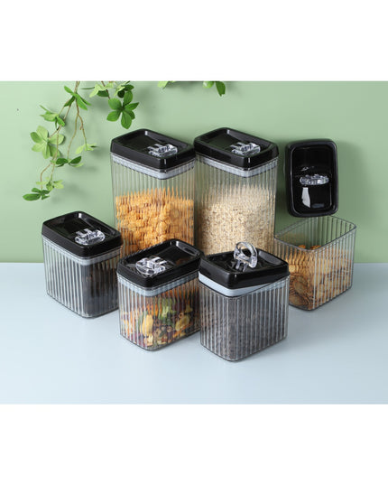 6 Recipiente din Plastic, pentru Alimente/Obiecte, Inchidere Ermetica, Textura Ondulata, .5l, .3l