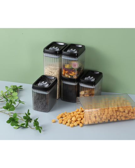 6 Recipiente din Plastic, pentru Alimente/Obiecte, Inchidere Ermetica, Textura Ondulata, .5l, .3l