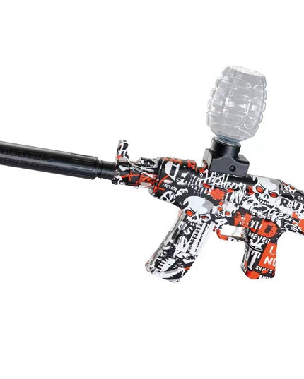 Mitraliera de jucarie electrica cu bile de hidrogen de gel, gun bluster, tragere in rafala, varsta peste 6 ani, sageti cu ventuze de spuma, amortizor, ochelari de protectie, 5000 de bile incluse, cablu de incarcare, 28x31 cm, AK47